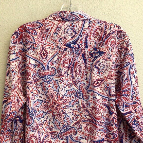 Talbots Print Shirt Top Women's Size 1XP Button Up Blouse Long Sleeve Paisley - Picture 6 of 10